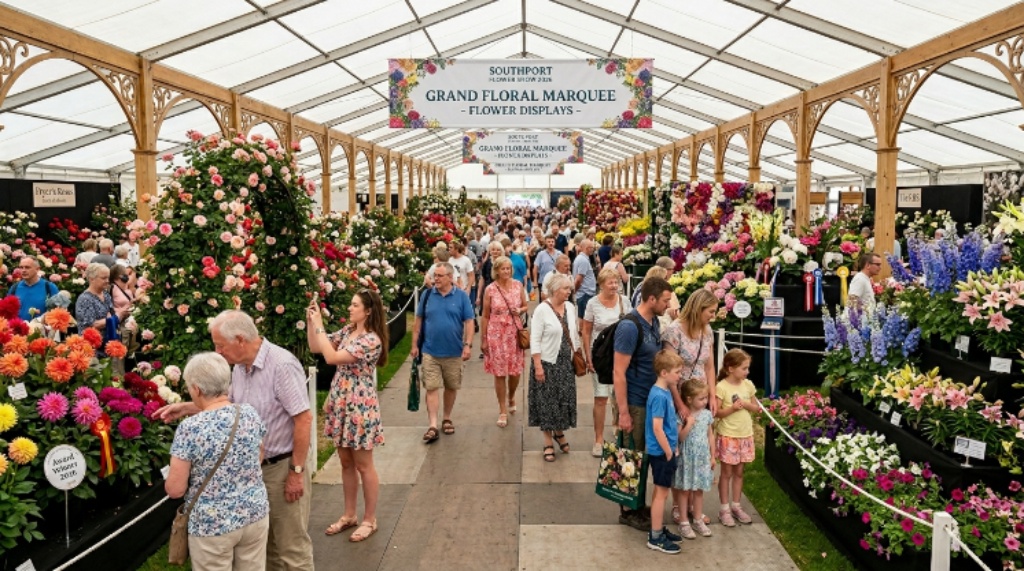 Southport Flower Show 2026 runs 20–23 Aug at Victoria Park. Get dates, ticket prices from £25, celeb guests & garden highlights here.