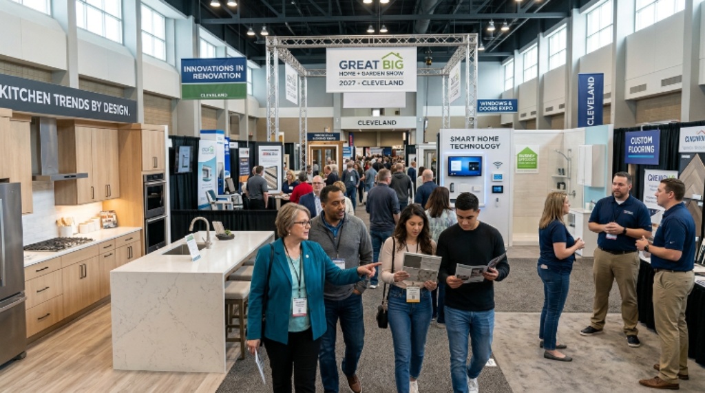 Visitors exploring home renovation exhibits at the Great Big Home + Garden Show 2027 in Cleveland