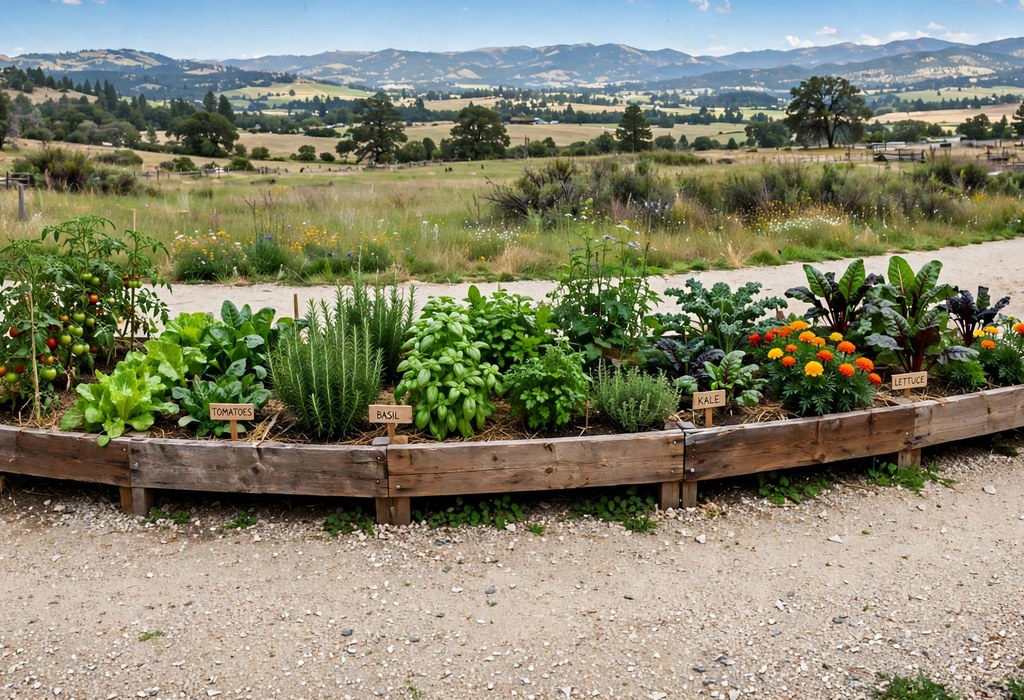 Four foot wide raised garden bed with wide walking paths